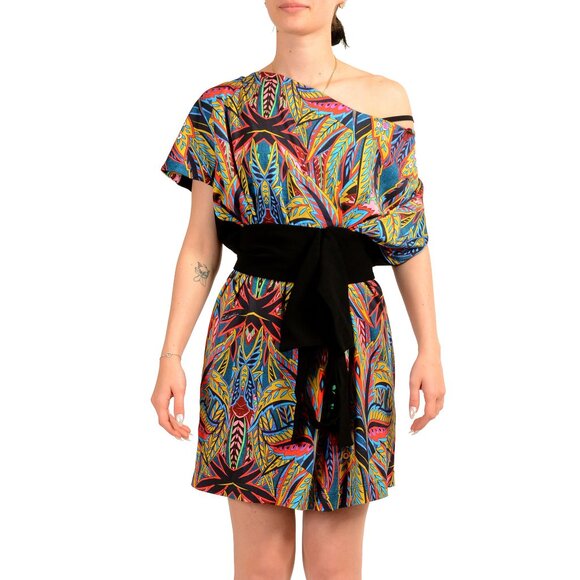 Just Cavalli Women's Multi-Color Belted Mini Dress US S IT 40